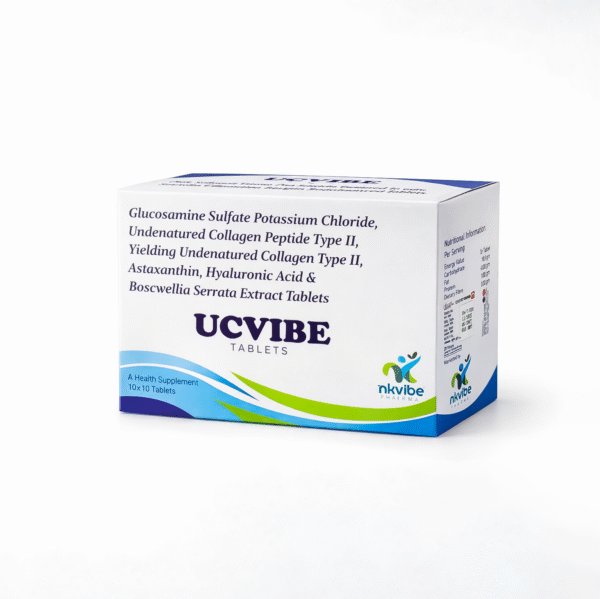 UCVIBE Tablets – Joint, Bone & Immunity Support | Glucosamine, Collagen Type II, Hyaluronic Acid, Astaxanthin & Boswellia | 100 Tablets