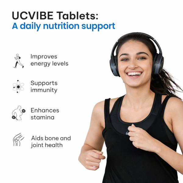 UCVIBE Tablets – Joint, Bone & Immunity Support | Glucosamine, Collagen Type II, Hyaluronic Acid, Astaxanthin & Boswellia | 100 Tablets